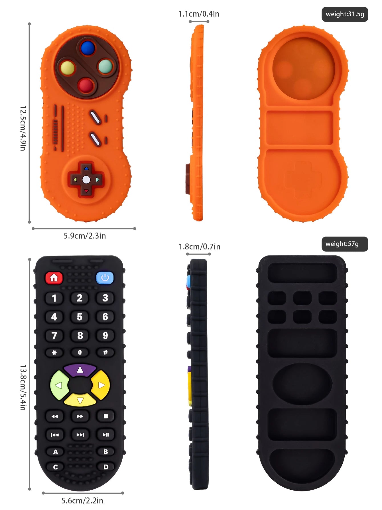 Baby Silicone Teether Toys BPA Free Remote Control Shape Teether Rodent Gum Pain Relief Teething Toy Kids Sensory Educational