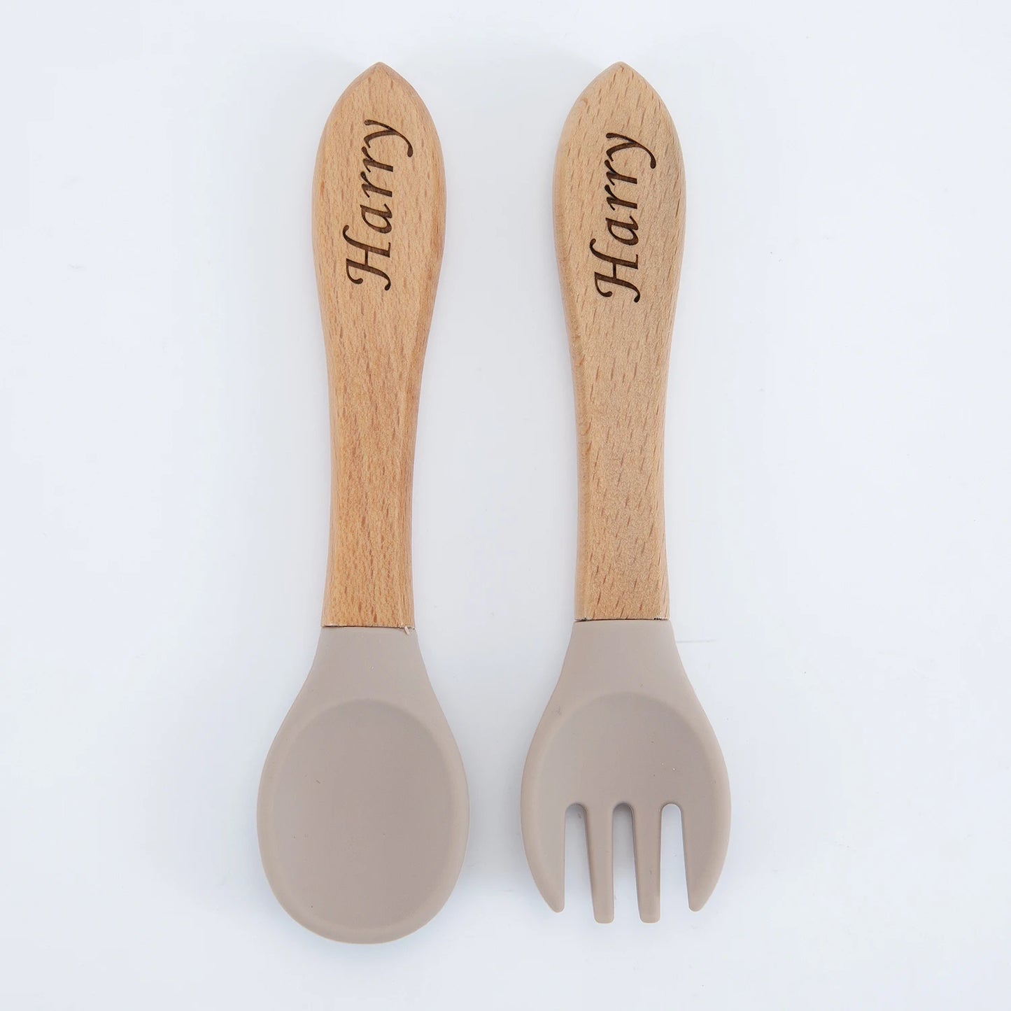Personalized name Food Grade Baby Feeding Set with Spoon, fork,Silicone Suction Bowls and bib BPA Free - First Stage Self Feed