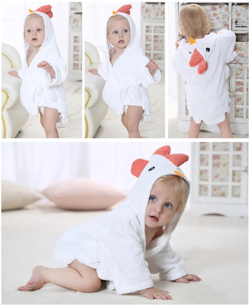 Cotton Baby Robe Bath Towel Cartoon Hoodies Infant Girls Boys Sleepwear Bath Blanket Kids Soft Bathrobe Pajamas Kids Clothing