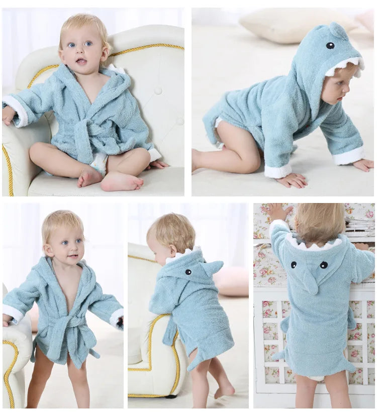 Cotton Baby Robe Bath Towel Cartoon Hoodies Infant Girls Boys Sleepwear Bath Blanket Kids Soft Bathrobe Pajamas Kids Clothing