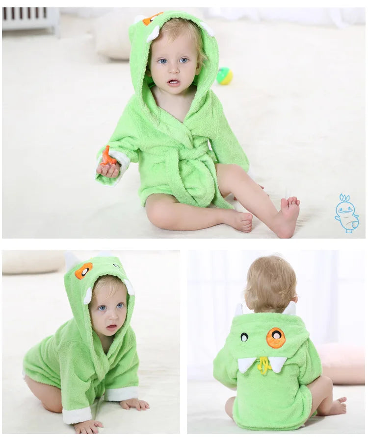 Cotton Baby Robe Bath Towel Cartoon Hoodies Infant Girls Boys Sleepwear Bath Blanket Kids Soft Bathrobe Pajamas Kids Clothing