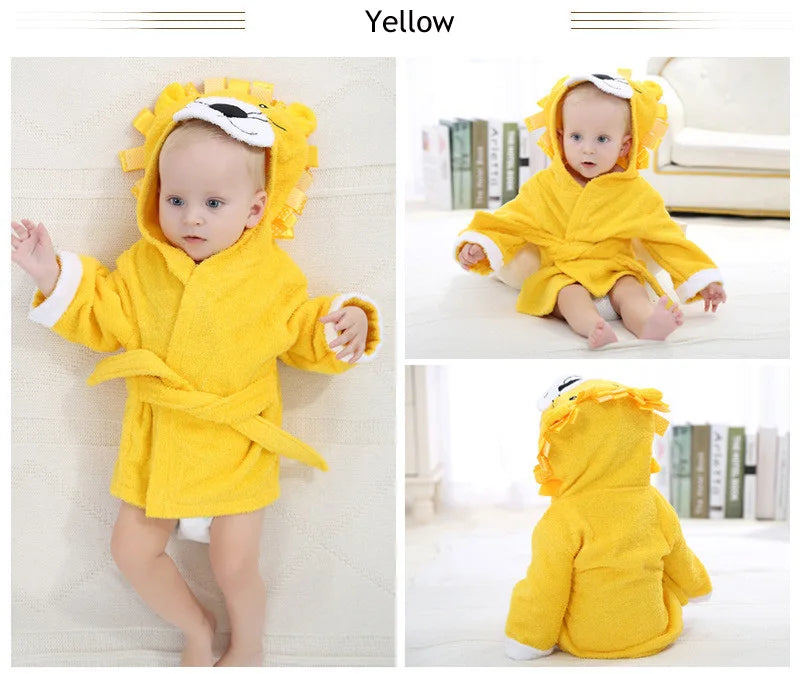 Cotton Baby Robe Bath Towel Cartoon Hoodies Infant Girls Boys Sleepwear Bath Blanket Kids Soft Bathrobe Pajamas Kids Clothing