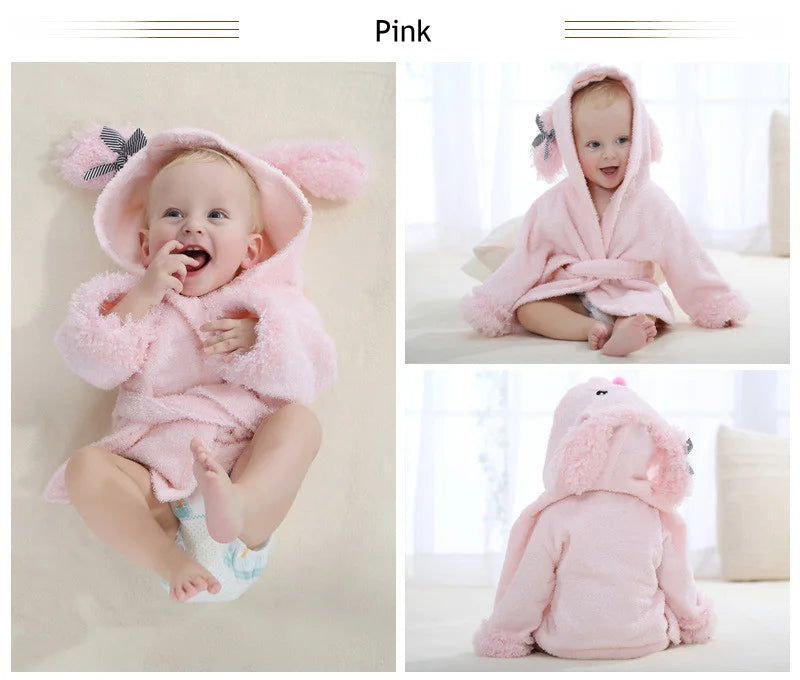 Cotton Baby Robe Bath Towel Cartoon Hoodies Infant Girls Boys Sleepwear Bath Blanket Kids Soft Bathrobe Pajamas Kids Clothing