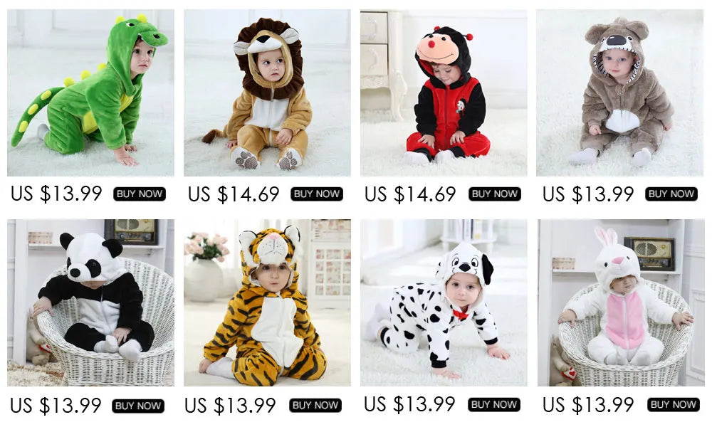 Umorden Baby Dalmatians Spotty Dog Costume Kigurumi Cartoon Animal Rompers Infant Toddler Jumpsuit Flannel Halloween Fancy Dress