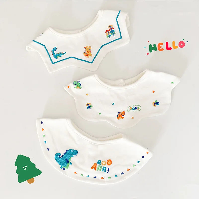 3Pcs Summer Thin Cotton Gauze Bib Round Petal Infant Baby Bib Absorbent Four-layer Gauze Drooling Saliva Towel Baby Supplies