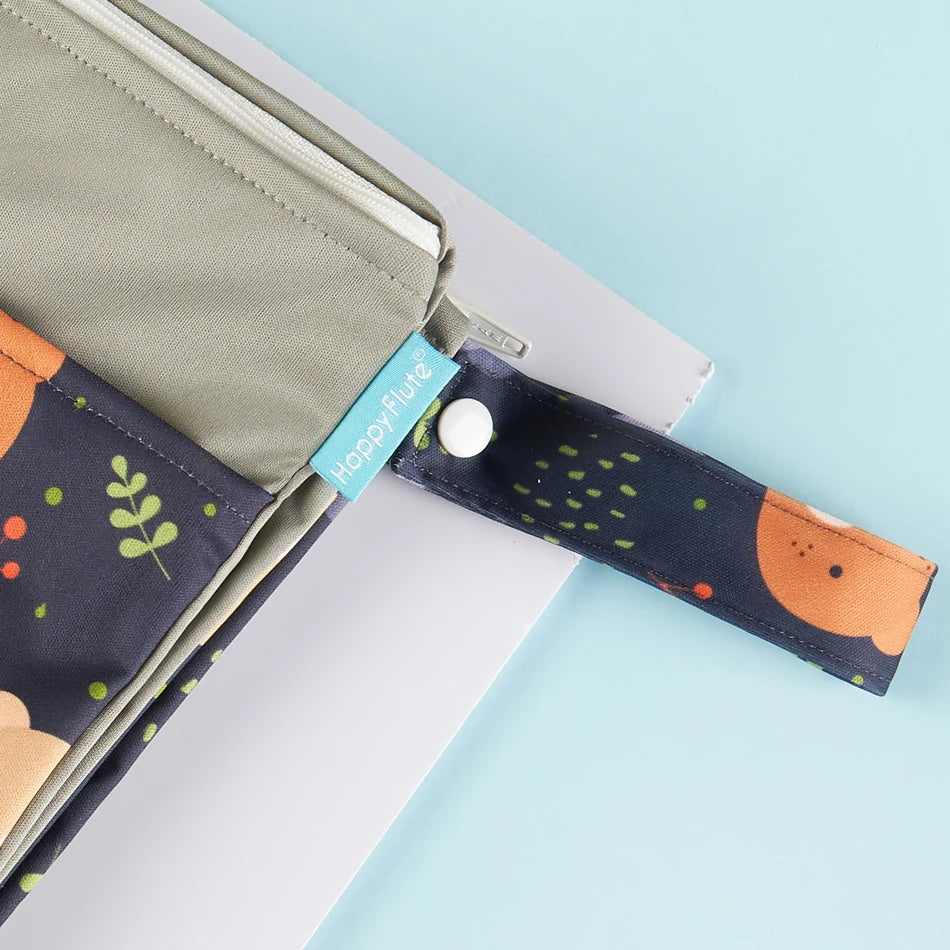 HappyFlute 2Pcs Waterproof Washable Dry And Wet Separation Baby Cloth Diaper Nappy Bag Travel Wetbag For Pool And Beach