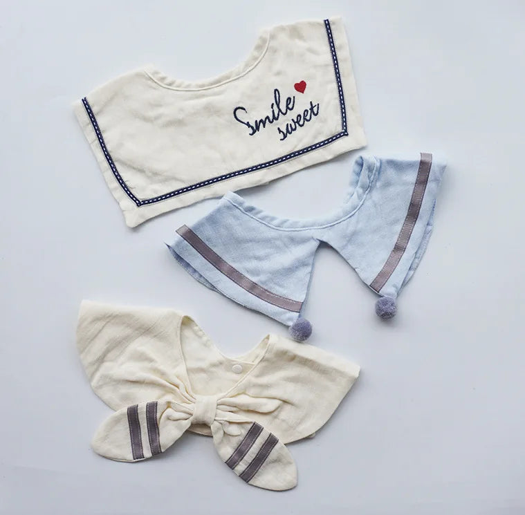 3Pcs Summer Thin Cotton Gauze Bib Round Petal Infant Baby Bib Absorbent Four-layer Gauze Drooling Saliva Towel Baby Supplies
