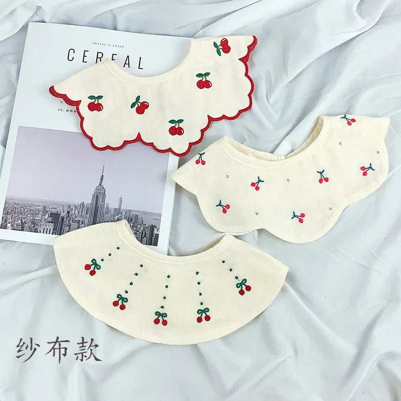 3Pcs Summer Thin Cotton Gauze Bib Round Petal Infant Baby Bib Absorbent Four-layer Gauze Drooling Saliva Towel Baby Supplies