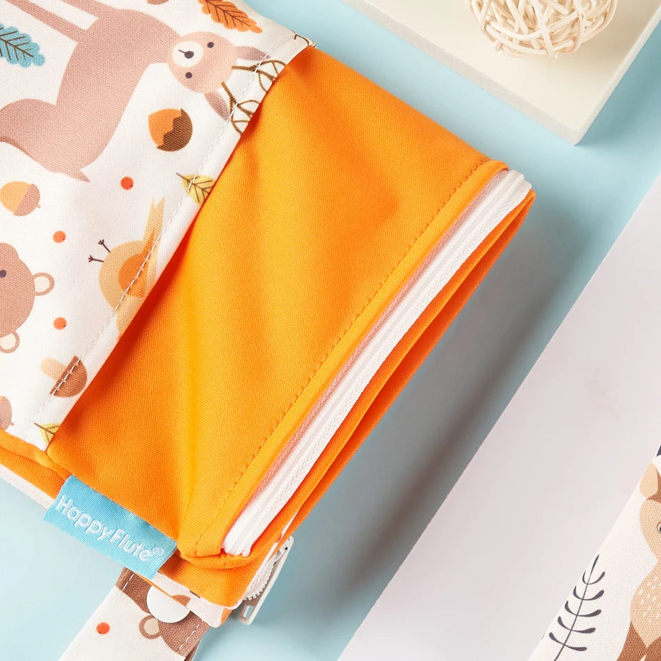 HappyFlute 2Pcs Waterproof Washable Dry And Wet Separation Baby Cloth Diaper Nappy Bag Travel Wetbag For Pool And Beach