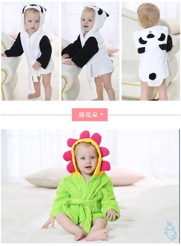 Cotton Baby Robe Bath Towel Cartoon Hoodies Infant Girls Boys Sleepwear Bath Blanket Kids Soft Bathrobe Pajamas Kids Clothing