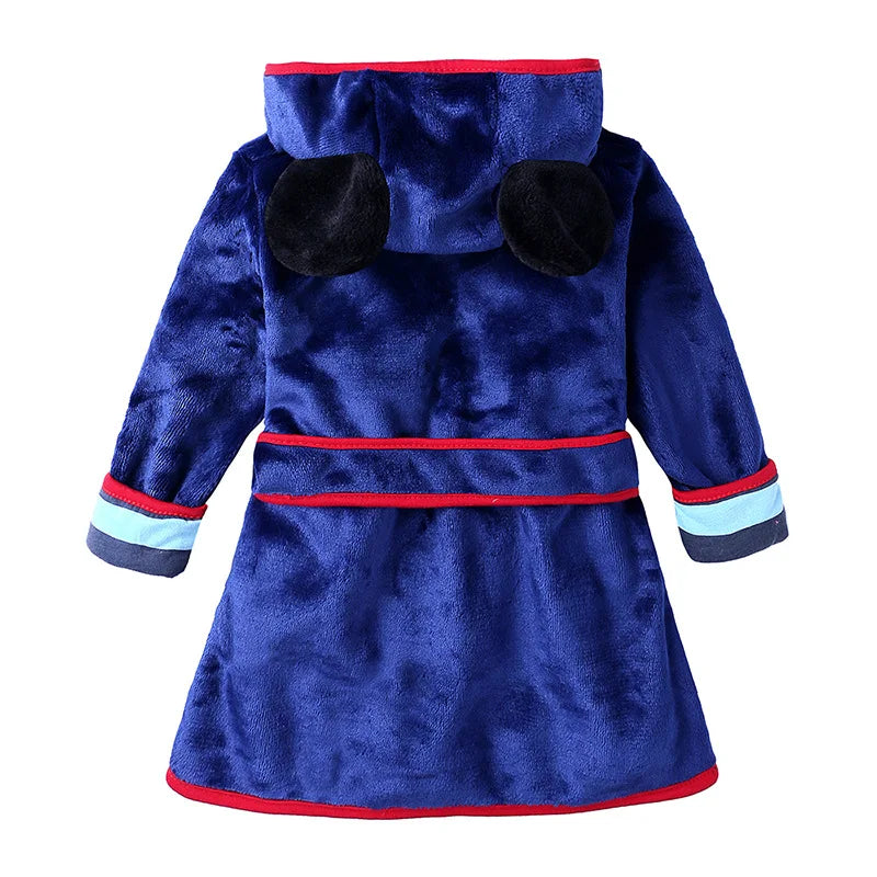 Baby Boys Robe For Girls Children's Bathrobe Cartoon Printing Soft Velvet Robe Pajamas Coral Baby Kids Warm Clothes 1-6Years Old