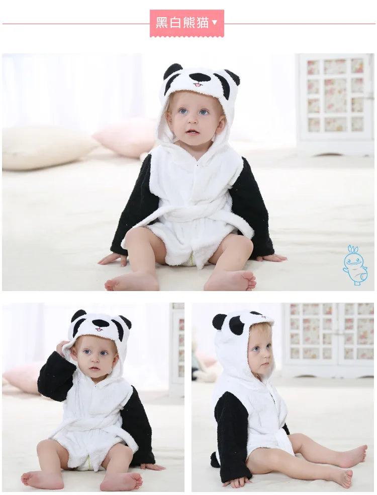 Cotton Baby Robe Bath Towel Cartoon Hoodies Infant Girls Boys Sleepwear Bath Blanket Kids Soft Bathrobe Pajamas Kids Clothing