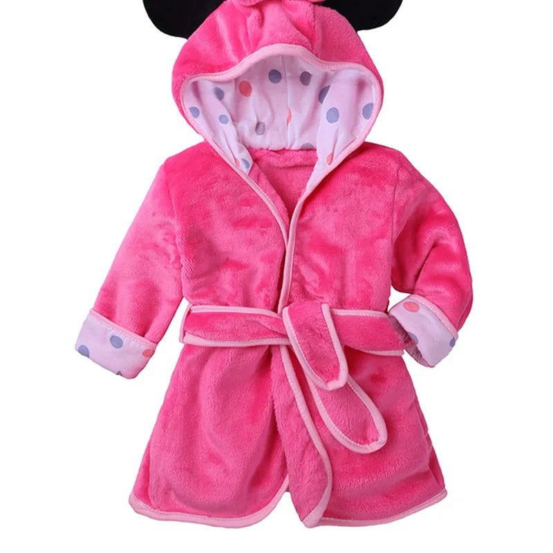 Baby Boys Robe For Girls Children's Bathrobe Cartoon Printing Soft Velvet Robe Pajamas Coral Baby Kids Warm Clothes 1-6Years Old