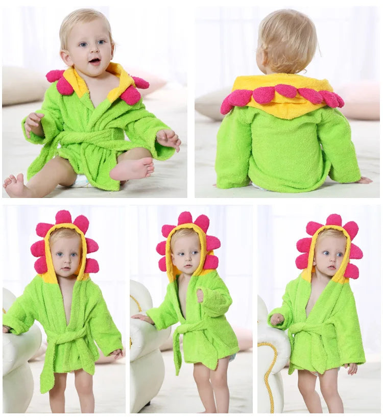 Cotton Baby Robe Bath Towel Cartoon Hoodies Infant Girls Boys Sleepwear Bath Blanket Kids Soft Bathrobe Pajamas Kids Clothing