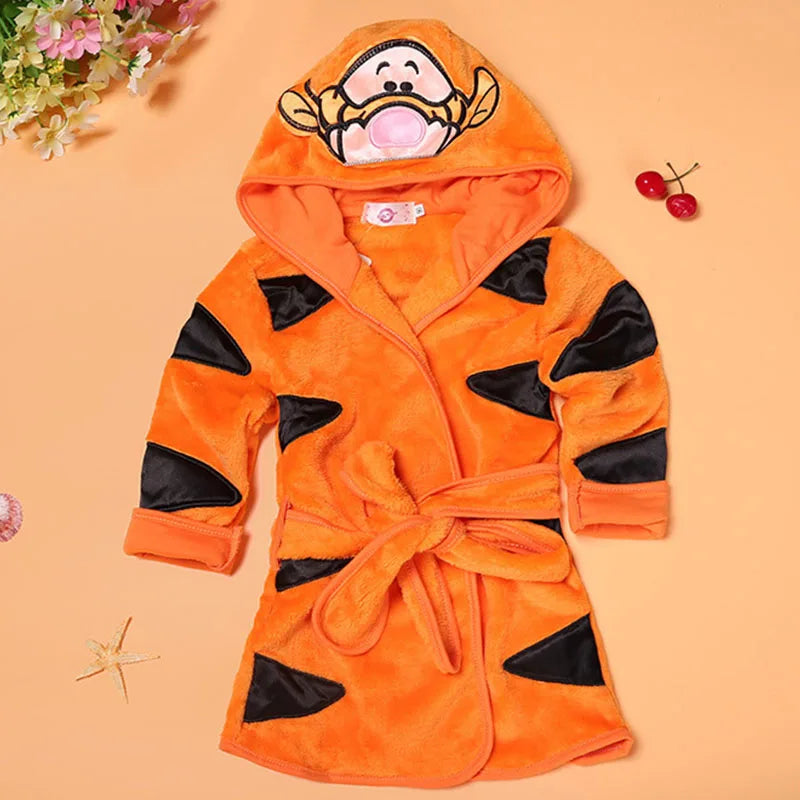 Baby Boys Robe For Girls Children's Bathrobe Cartoon Printing Soft Velvet Robe Pajamas Coral Baby Kids Warm Clothes 1-6Years Old