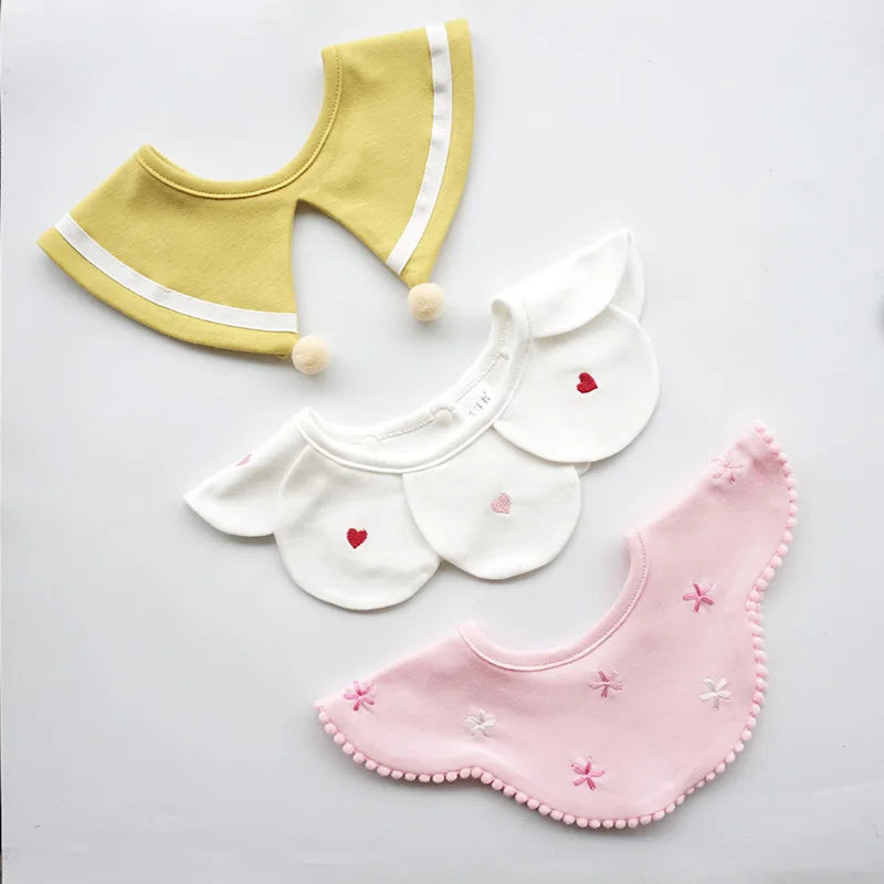 3Pcs Summer Thin Cotton Gauze Bib Round Petal Infant Baby Bib Absorbent Four-layer Gauze Drooling Saliva Towel Baby Supplies