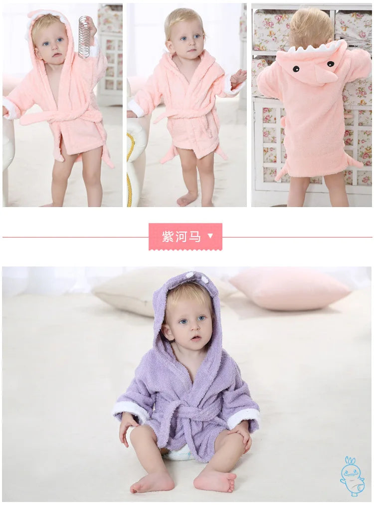 Cotton Baby Robe Bath Towel Cartoon Hoodies Infant Girls Boys Sleepwear Bath Blanket Kids Soft Bathrobe Pajamas Kids Clothing