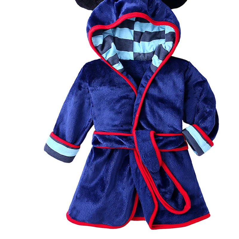Baby Boys Robe For Girls Children's Bathrobe Cartoon Printing Soft Velvet Robe Pajamas Coral Baby Kids Warm Clothes 1-6Years Old
