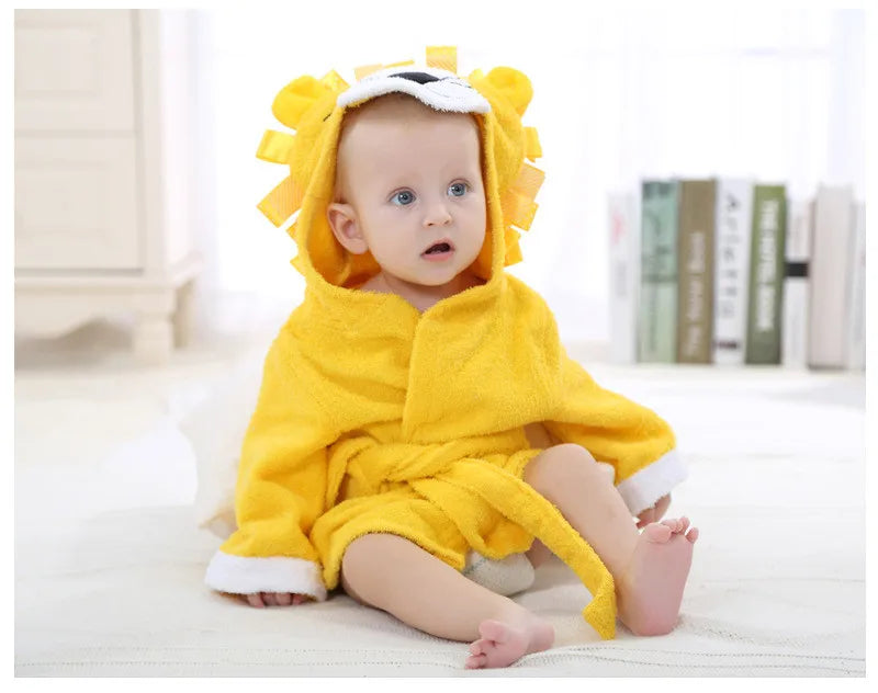 Cotton Baby Robe Bath Towel Cartoon Hoodies Infant Girls Boys Sleepwear Bath Blanket Kids Soft Bathrobe Pajamas Kids Clothing