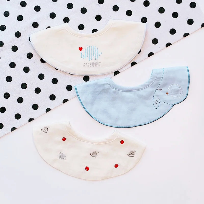 3Pcs Summer Thin Cotton Gauze Bib Round Petal Infant Baby Bib Absorbent Four-layer Gauze Drooling Saliva Towel Baby Supplies