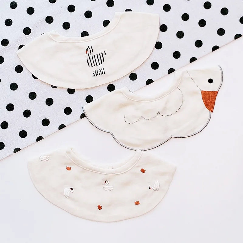 3Pcs Summer Thin Cotton Gauze Bib Round Petal Infant Baby Bib Absorbent Four-layer Gauze Drooling Saliva Towel Baby Supplies