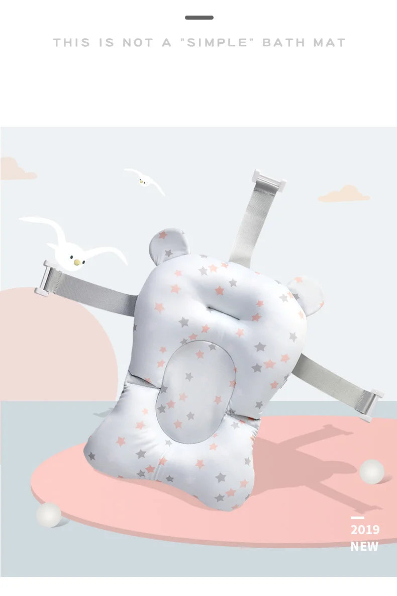Baby Bath Seat Support Mat Foldable Baby Bath Tub Pad Chair Newborn Bathtub Pillow Infant Anti-Slip Soft Comfort Body Cushion