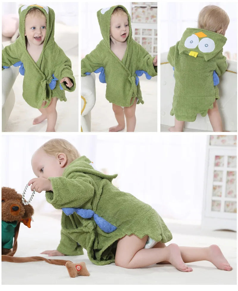 Cotton Baby Robe Bath Towel Cartoon Hoodies Infant Girls Boys Sleepwear Bath Blanket Kids Soft Bathrobe Pajamas Kids Clothing
