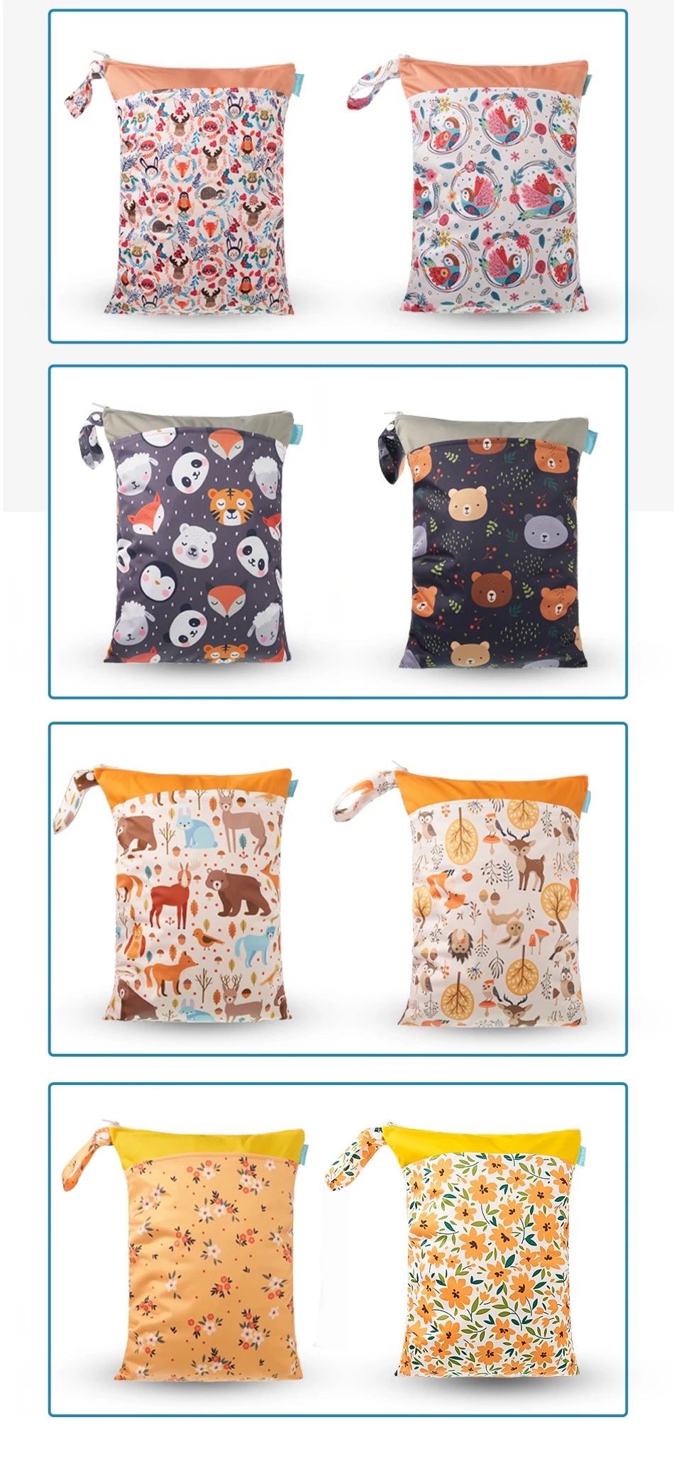 HappyFlute 2Pcs Waterproof Washable Dry And Wet Separation Baby Cloth Diaper Nappy Bag Travel Wetbag For Pool And Beach