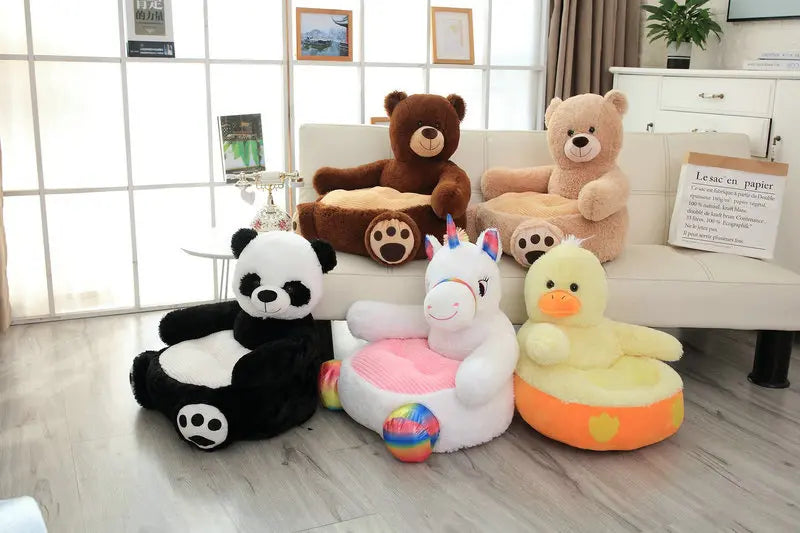 50CM New Panda Infant Boys Seats Soft Sofa Cartoon Duck Animal Girls Comfort Plush Unicorn Bear Chairs Contain Filling