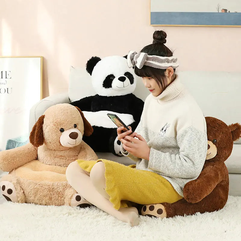 50CM New Panda Infant Boys Seats Soft Sofa Cartoon Duck Animal Girls Comfort Plush Unicorn Bear Chairs Contain Filling