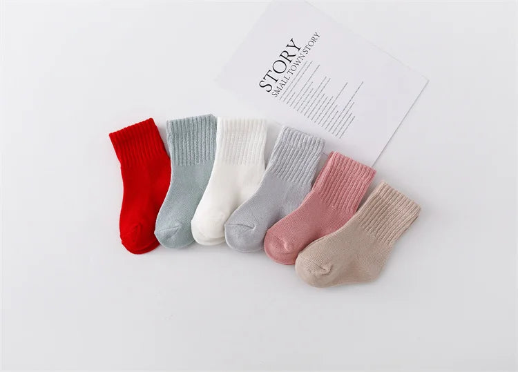 lawadka 6Pairs/set 0-12Month Newborn Baby Boy Girl Sock Cotton Solid Soft Infant Socks for Girls Boys Spring Autumn Korea Style