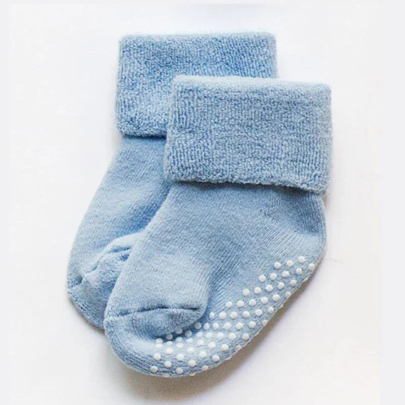 2Pair New autumn and winter thick baby toddler socks cotton non-slip baby floor foot socks
