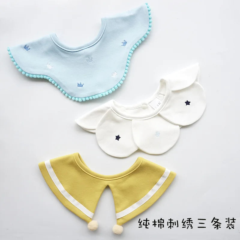 3Pcs Summer Thin Cotton Gauze Bib Round Petal Infant Baby Bib Absorbent Four-layer Gauze Drooling Saliva Towel Baby Supplies