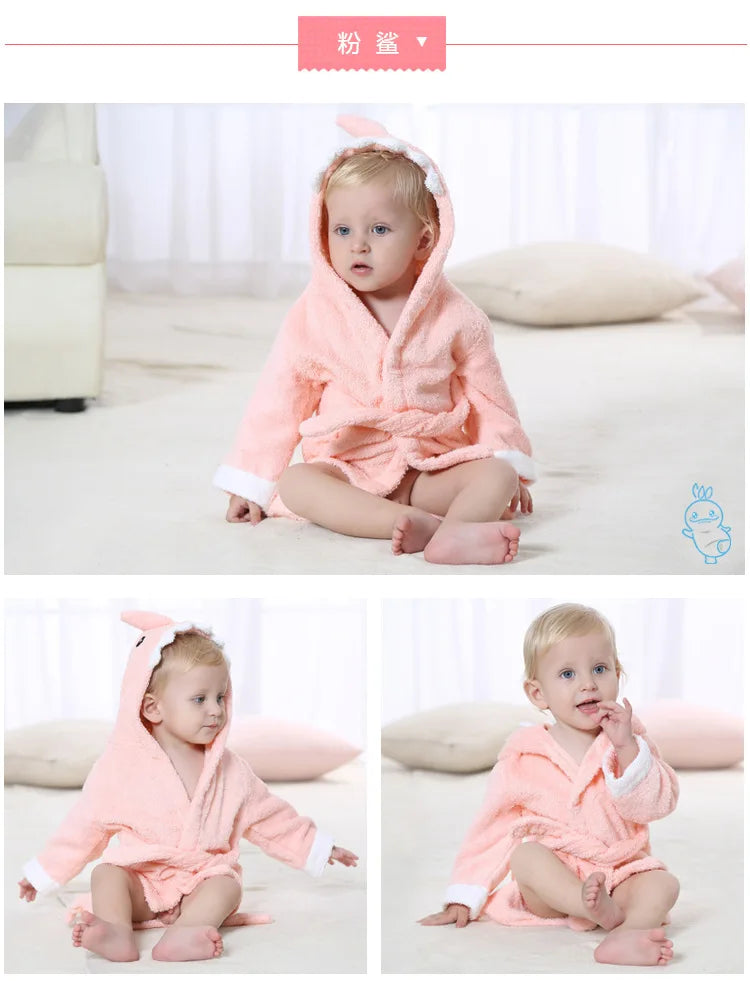 Cotton Baby Robe Bath Towel Cartoon Hoodies Infant Girls Boys Sleepwear Bath Blanket Kids Soft Bathrobe Pajamas Kids Clothing