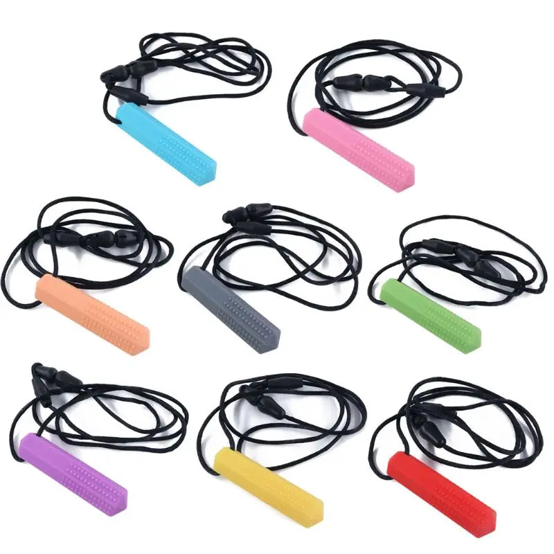 Baby Silicone Teether Kids Chew Necklace Sensory Chewy Pendant Teething Toys for Autism ADHD Special Needs