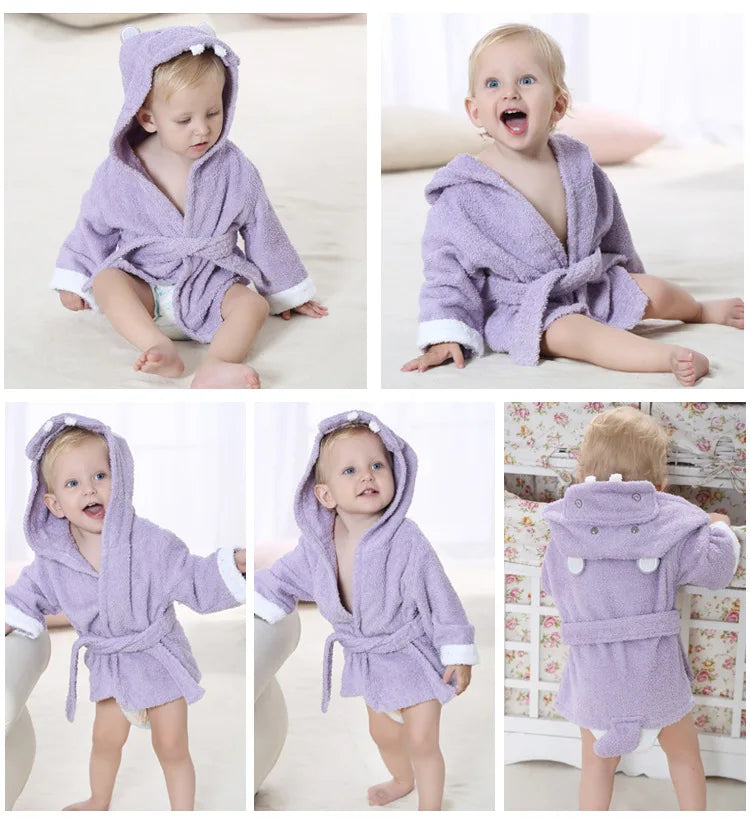 Cotton Baby Robe Bath Towel Cartoon Hoodies Infant Girls Boys Sleepwear Bath Blanket Kids Soft Bathrobe Pajamas Kids Clothing