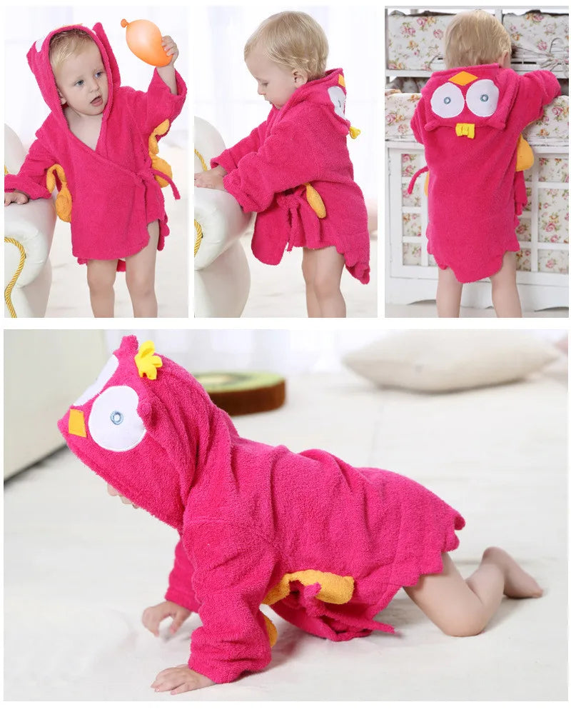 Cotton Baby Robe Bath Towel Cartoon Hoodies Infant Girls Boys Sleepwear Bath Blanket Kids Soft Bathrobe Pajamas Kids Clothing
