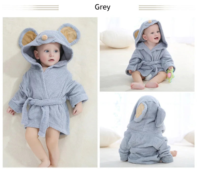 Cotton Baby Robe Bath Towel Cartoon Hoodies Infant Girls Boys Sleepwear Bath Blanket Kids Soft Bathrobe Pajamas Kids Clothing
