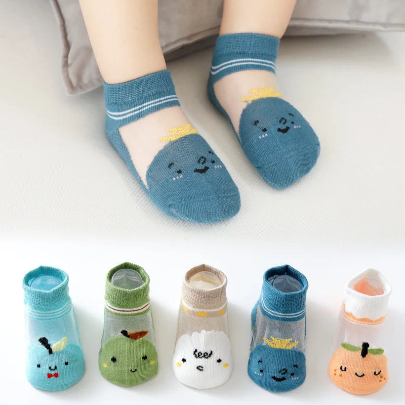 5 PAir Set Children Socks Summer Fishnet Boy Socks Spring Summer Thin Mesh Boat Socks Boys Girls Short Socks