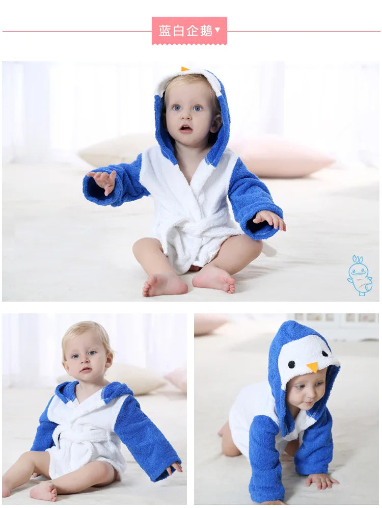 Cotton Baby Robe Bath Towel Cartoon Hoodies Infant Girls Boys Sleepwear Bath Blanket Kids Soft Bathrobe Pajamas Kids Clothing