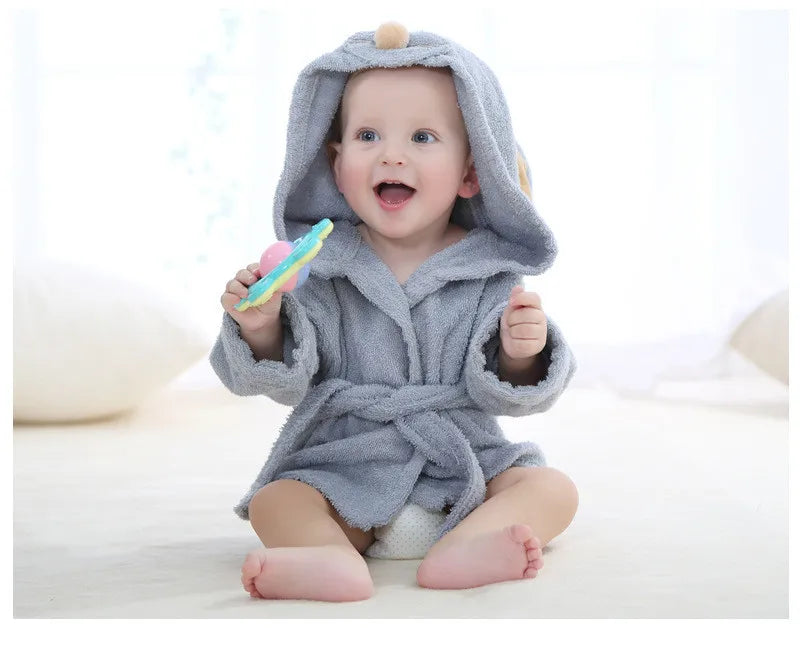 Cotton Baby Robe Bath Towel Cartoon Hoodies Infant Girls Boys Sleepwear Bath Blanket Kids Soft Bathrobe Pajamas Kids Clothing