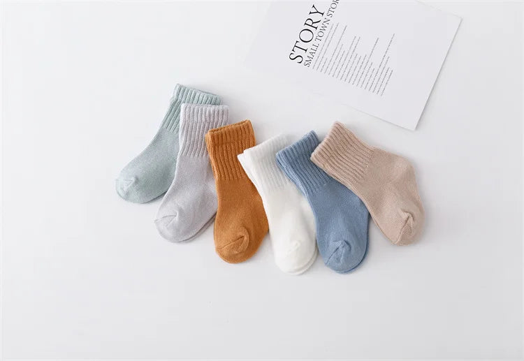 lawadka 6Pairs/set 0-12Month Newborn Baby Boy Girl Sock Cotton Solid Soft Infant Socks for Girls Boys Spring Autumn Korea Style