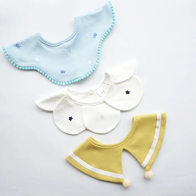 3Pcs Summer Thin Cotton Gauze Bib Round Petal Infant Baby Bib Absorbent Four-layer Gauze Drooling Saliva Towel Baby Supplies