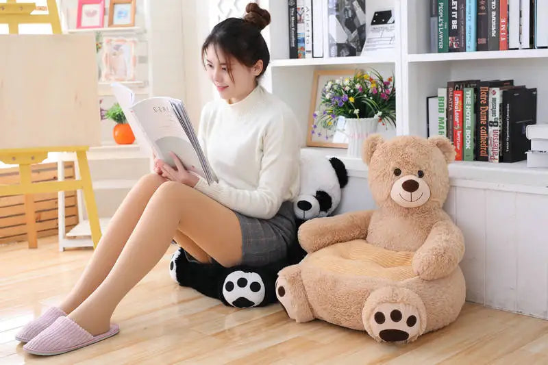 50CM New Panda Infant Boys Seats Soft Sofa Cartoon Duck Animal Girls Comfort Plush Unicorn Bear Chairs Contain Filling