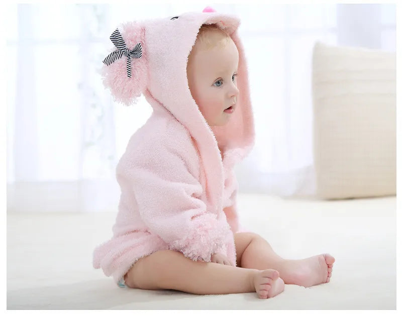 Cotton Baby Robe Bath Towel Cartoon Hoodies Infant Girls Boys Sleepwear Bath Blanket Kids Soft Bathrobe Pajamas Kids Clothing
