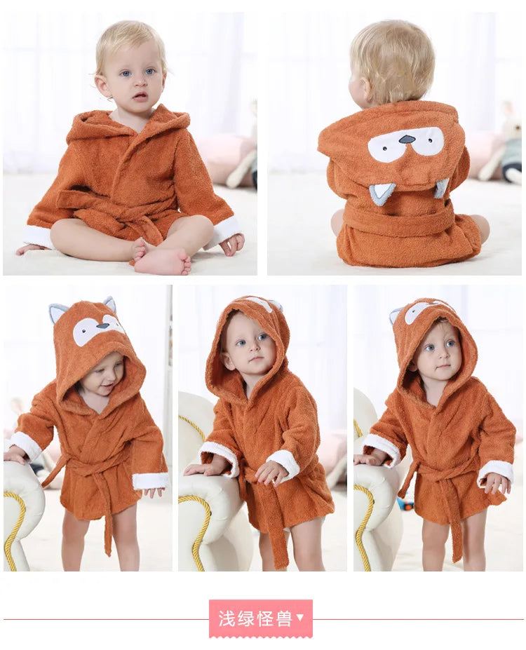 Cotton Baby Robe Bath Towel Cartoon Hoodies Infant Girls Boys Sleepwear Bath Blanket Kids Soft Bathrobe Pajamas Kids Clothing