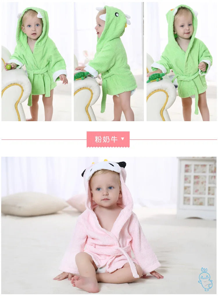 Cotton Baby Robe Bath Towel Cartoon Hoodies Infant Girls Boys Sleepwear Bath Blanket Kids Soft Bathrobe Pajamas Kids Clothing