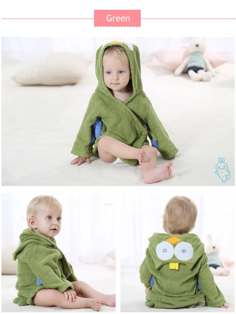 Cotton Baby Robe Bath Towel Cartoon Hoodies Infant Girls Boys Sleepwear Bath Blanket Kids Soft Bathrobe Pajamas Kids Clothing