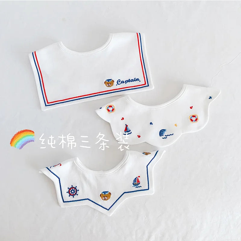 3Pcs Summer Thin Cotton Gauze Bib Round Petal Infant Baby Bib Absorbent Four-layer Gauze Drooling Saliva Towel Baby Supplies