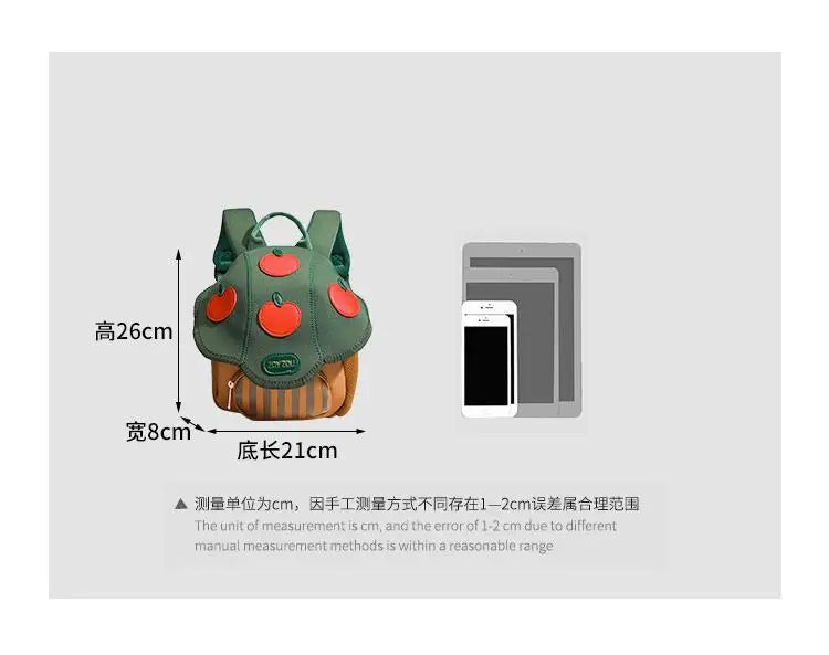 Kid Backpack Cute Mushroom Apple Kindergarten Cartoon Pink Mini Travel Bag Schoolbag Preschool Gift for Toddler Girl Boy 3-6